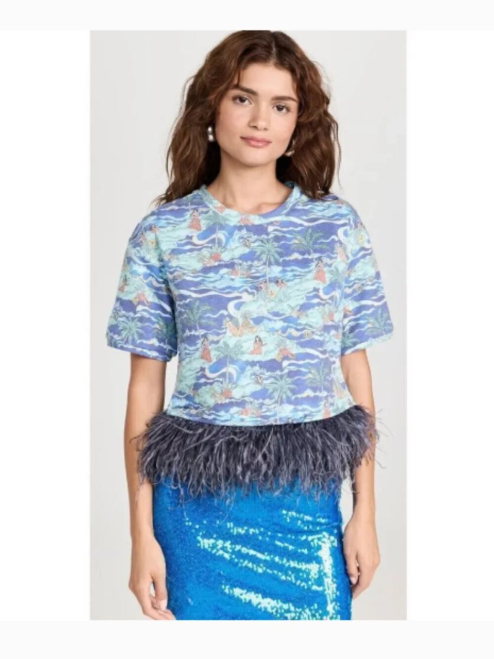 Le Superbe Hula House Party Top in Royal Hawaiian Blue Women's Size XS